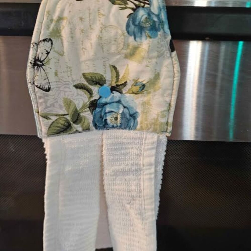 Handmade Floral and Butterfly Hanging Kitchen Towel